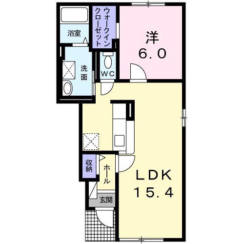 ワイ・ケーグラース(1LDK/1階)の間取り写真