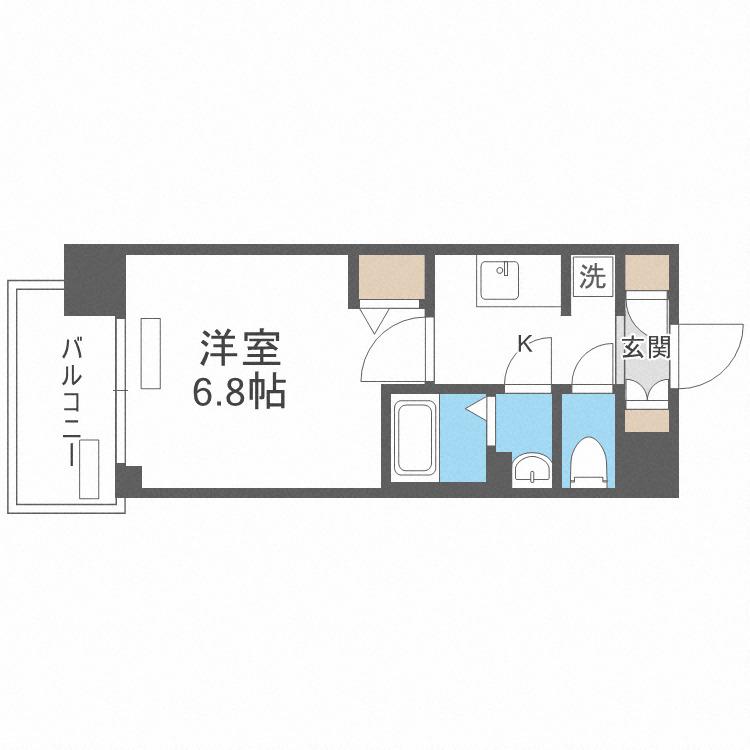 レシオス大阪城北詰(1K/4階)の間取り写真