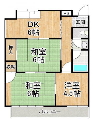 メゾン深井(3DK/4階)の間取り写真