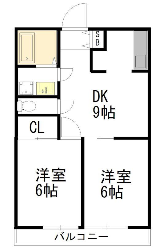 ガーデン久我山(2DK/2階)の間取り写真