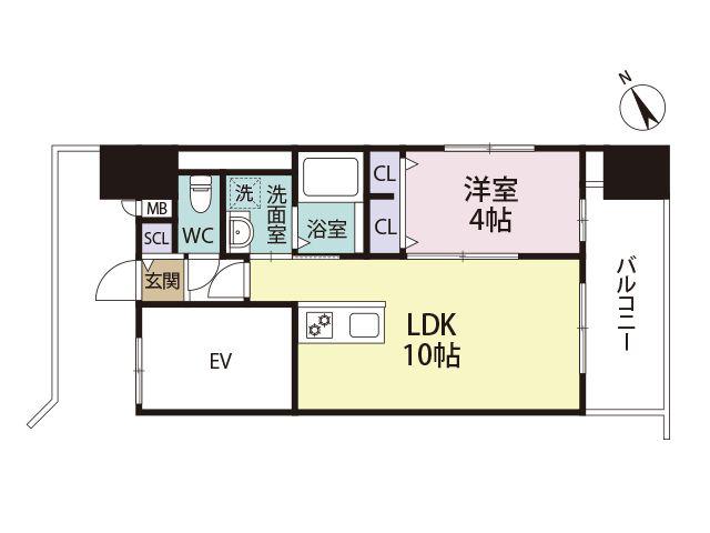 アポロ久留米東(1LDK/5階)の間取り写真