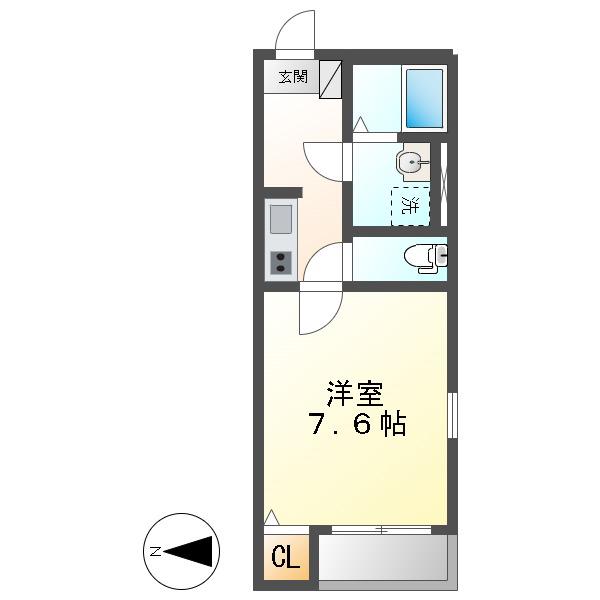 KATZE中村日赤(1K/1階)の間取り写真