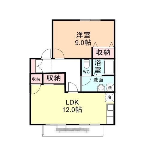 メゾン・カナルパークA(1LDK/1階)の間取り写真