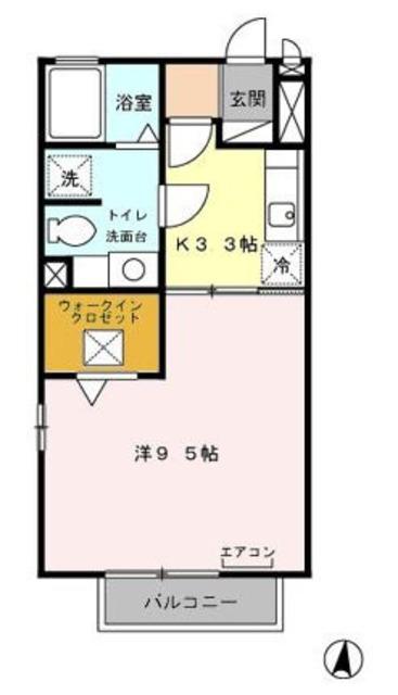 モナリエ春日 II棟(1K/1階)の間取り写真