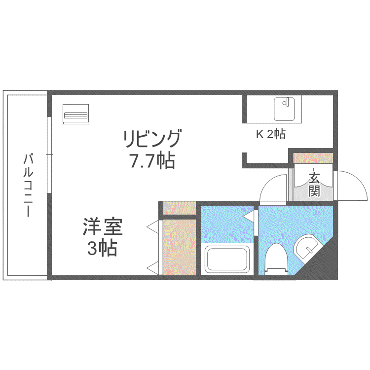 グランメール弘道舘第2(1K/3階)の間取り写真