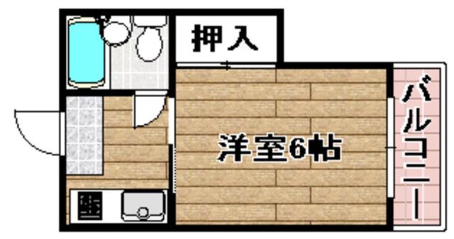 フラットK(1K/2階)の間取り写真
