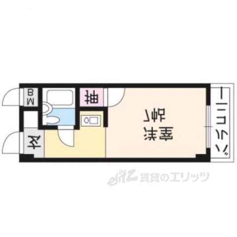 ジュネス深草(1K/2階)の間取り写真