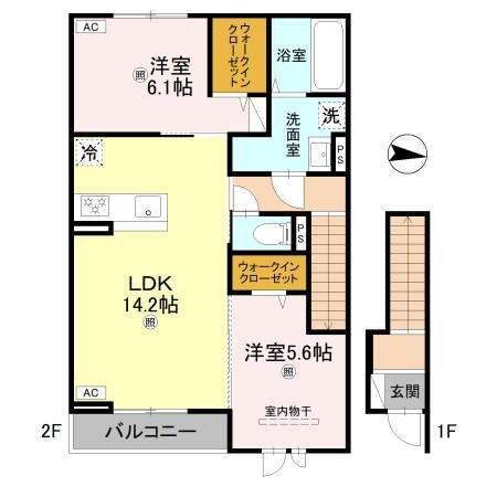 アムフル(2LDK/2階)の間取り写真