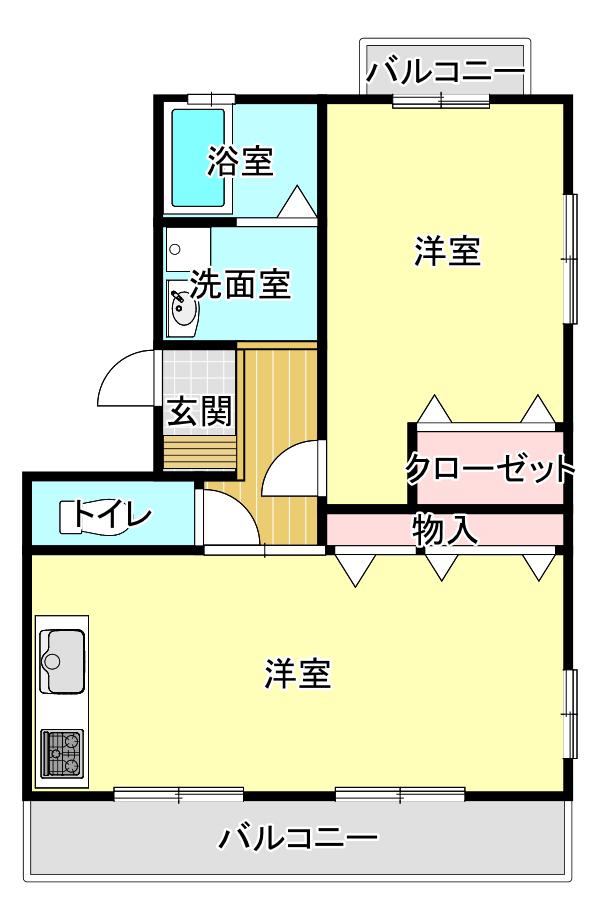 マルタマンションB(1LDK/2階)の間取り写真