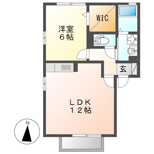 ZONE亀城 A棟(1LDK/1階)の間取り写真