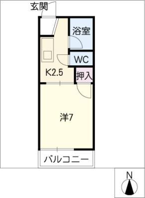 フォーブル早川A棟(1K/2階)の間取り写真