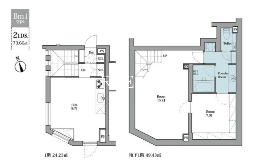 LEGALAND早稲田鶴巻町(2LDK/1階)の間取り写真
