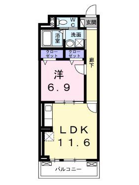 セ・ラヴィ(1LDK/3階)の間取り写真
