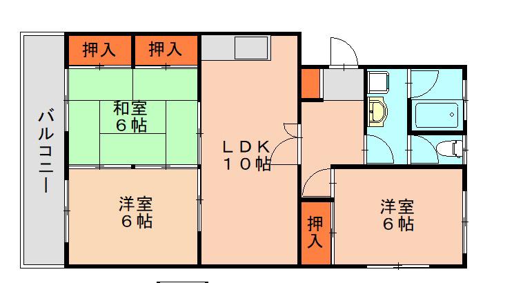 七苫ハイツ(3LDK/4階)の間取り写真