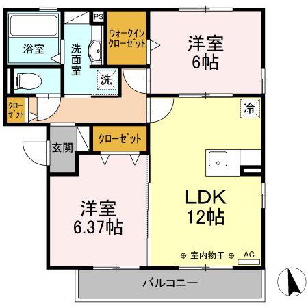 アクシス(2LDK/3階)の間取り写真