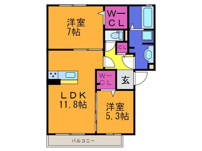 レジェンド深野(2LDK/2階)の間取り写真