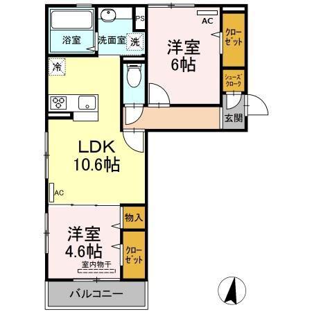 プリマベーラ(2LDK/3階)の間取り写真