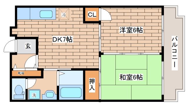 近畿荘(2DK/1階)の間取り写真