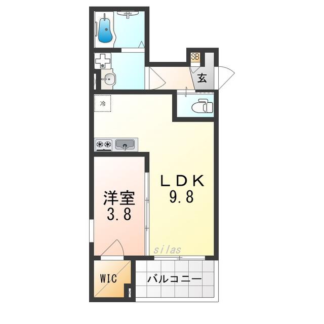 ジーメゾン岸和田グランシア (1LDK/3階)の間取り写真