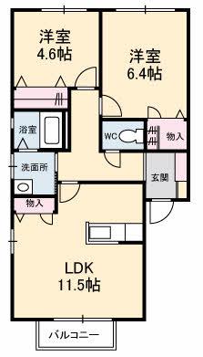レインボー K 2LDKHT(2LDK/2階)の間取り写真