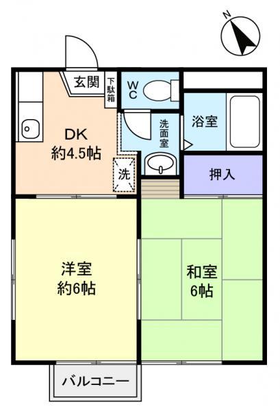 タウンコート志津(2DK/2階)の間取り写真