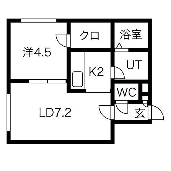 ウエスト BLUE(1LDK/2階)の間取り写真