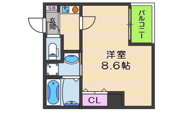 みおつくし東なんば(1K/2階)の間取り写真