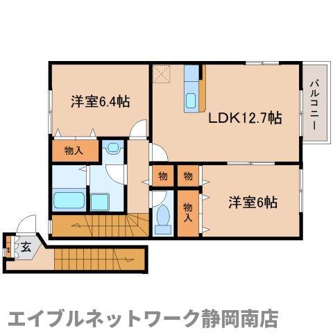 オークルI(2LDK/2階)の間取り写真