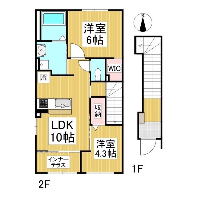 サンマルコ上田 B棟(2LDK/2階)の間取り写真