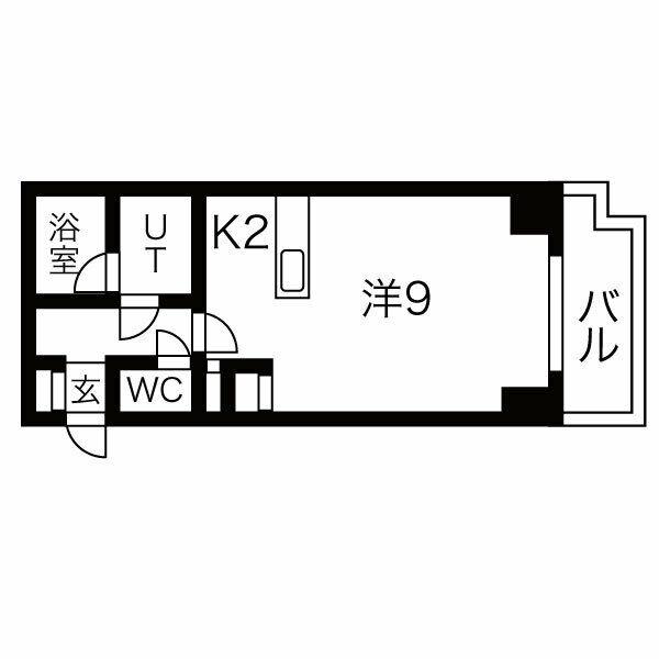 アップタウンハイツ(1K/2階)の間取り写真