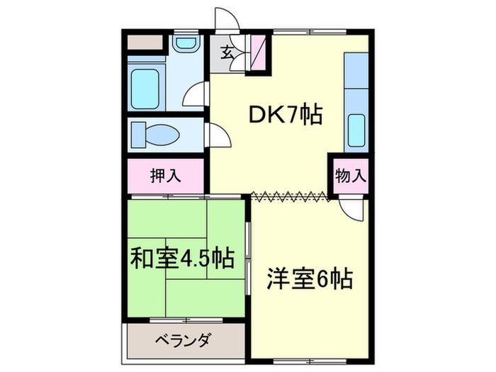中井マンション(2DK/2階)の間取り写真
