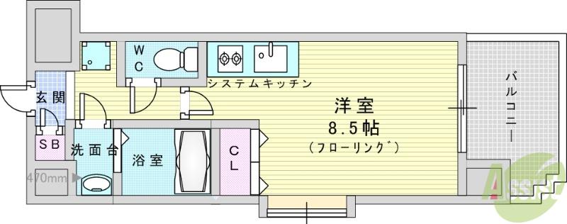 プレサンス神崎川ファインブレス(ワンルーム/7階)の間取り写真