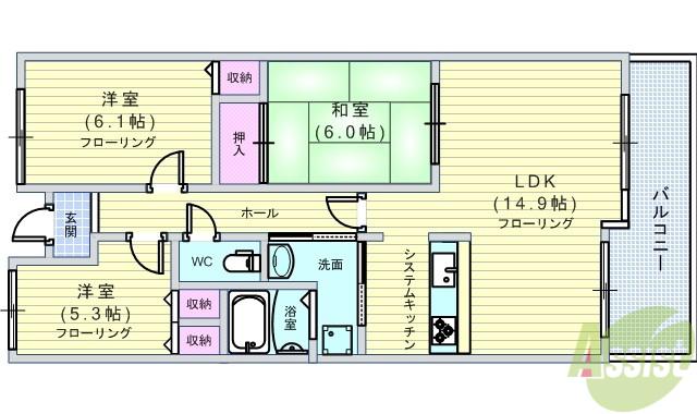 イトーピア緑地公園(3LDK/8階)の間取り写真