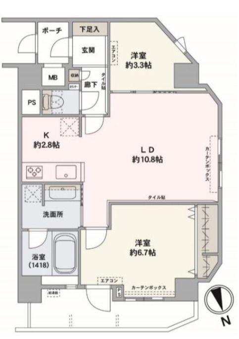 ルピナス麻布シティフォルム(2LDK/8階)の間取り写真