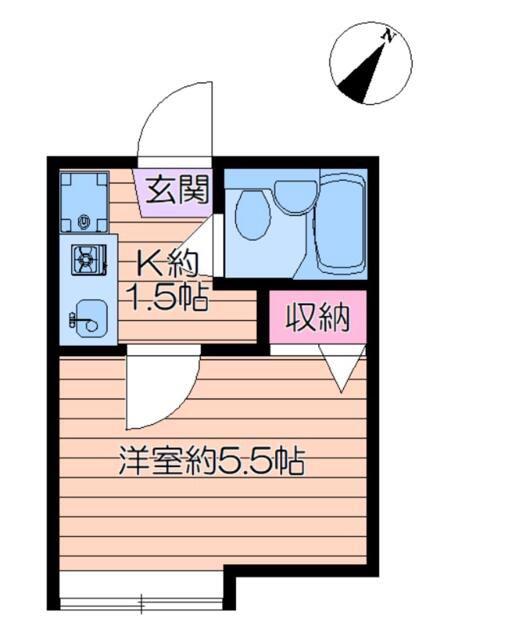 ソフィア一之江B(1K/1階)の間取り写真