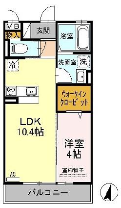 ディイゾラ北野田(1LDK/1階)の間取り写真
