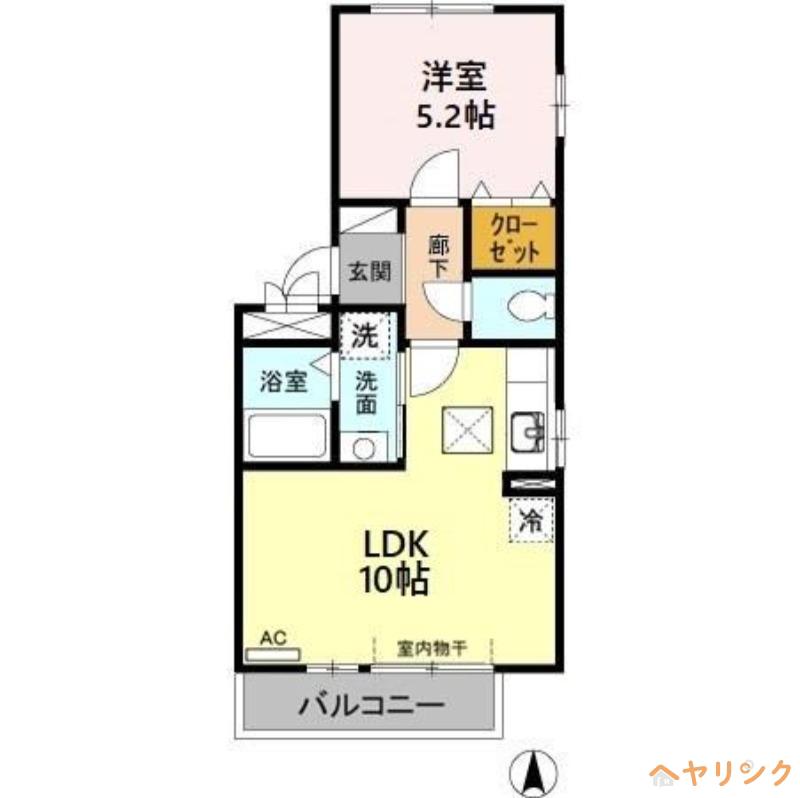 セゾン平出(1LDK/1階)の間取り写真