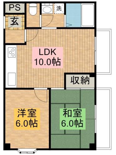ABCライフ東岸和田(2LDK/4階)の間取り写真