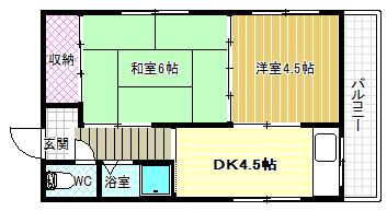 アウスレーゼ法善寺(2DK/3階)の間取り写真