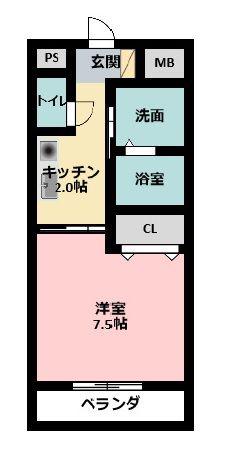リバティー(1K/3階)の間取り写真