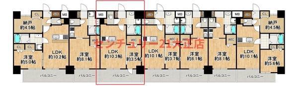 LOUIS RESIDENCE弁天町(1LDK/10階)の間取り写真