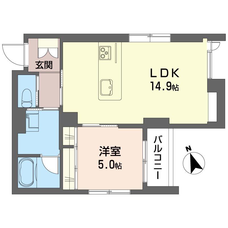 リヴェール 今泉(1LDK/2階)の間取り写真