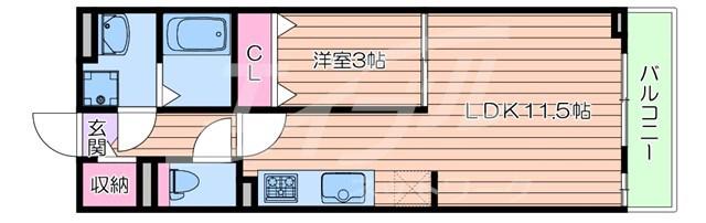 カームリー トスィーム(1LDK/1階)の間取り写真