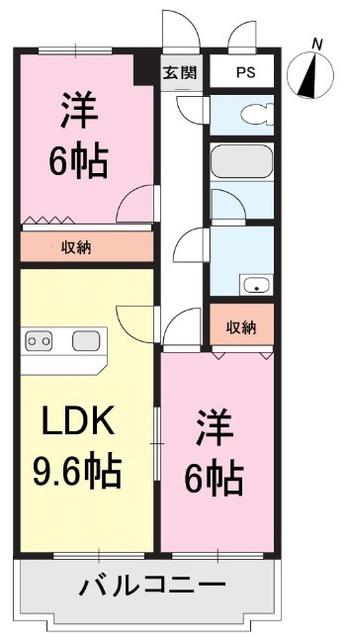 フロレアーレ(2LDK/3階)の間取り写真