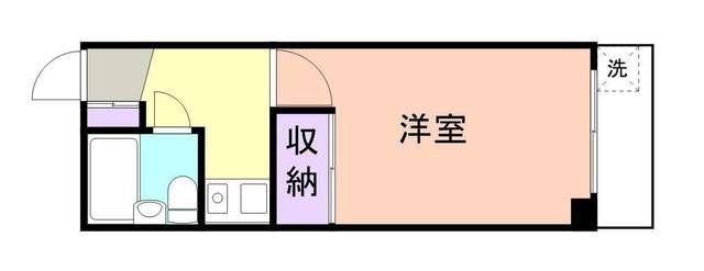 スカイハイツ三木町(1K/6階)の間取り写真