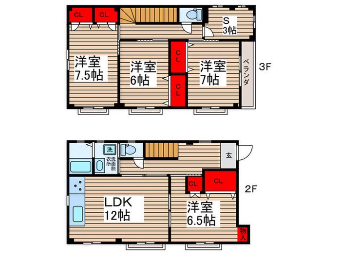 JR常磐線 柏駅 徒歩6分 3階建 築33年(4SLDK/2階)の間取り写真