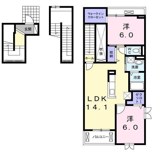 M・BELL II(2LDK/3階)の間取り写真