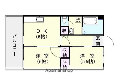 エヴォルート南栄(2DK/4階)の間取り写真