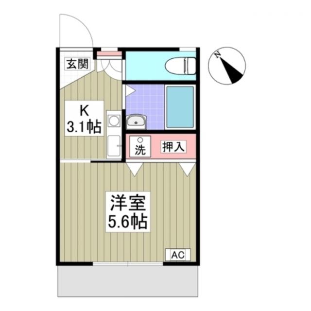 パレス金森台(1K/2階)の間取り写真