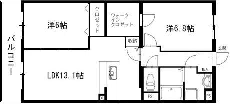 オレンジヒルズ(2LDK/3階)の間取り写真